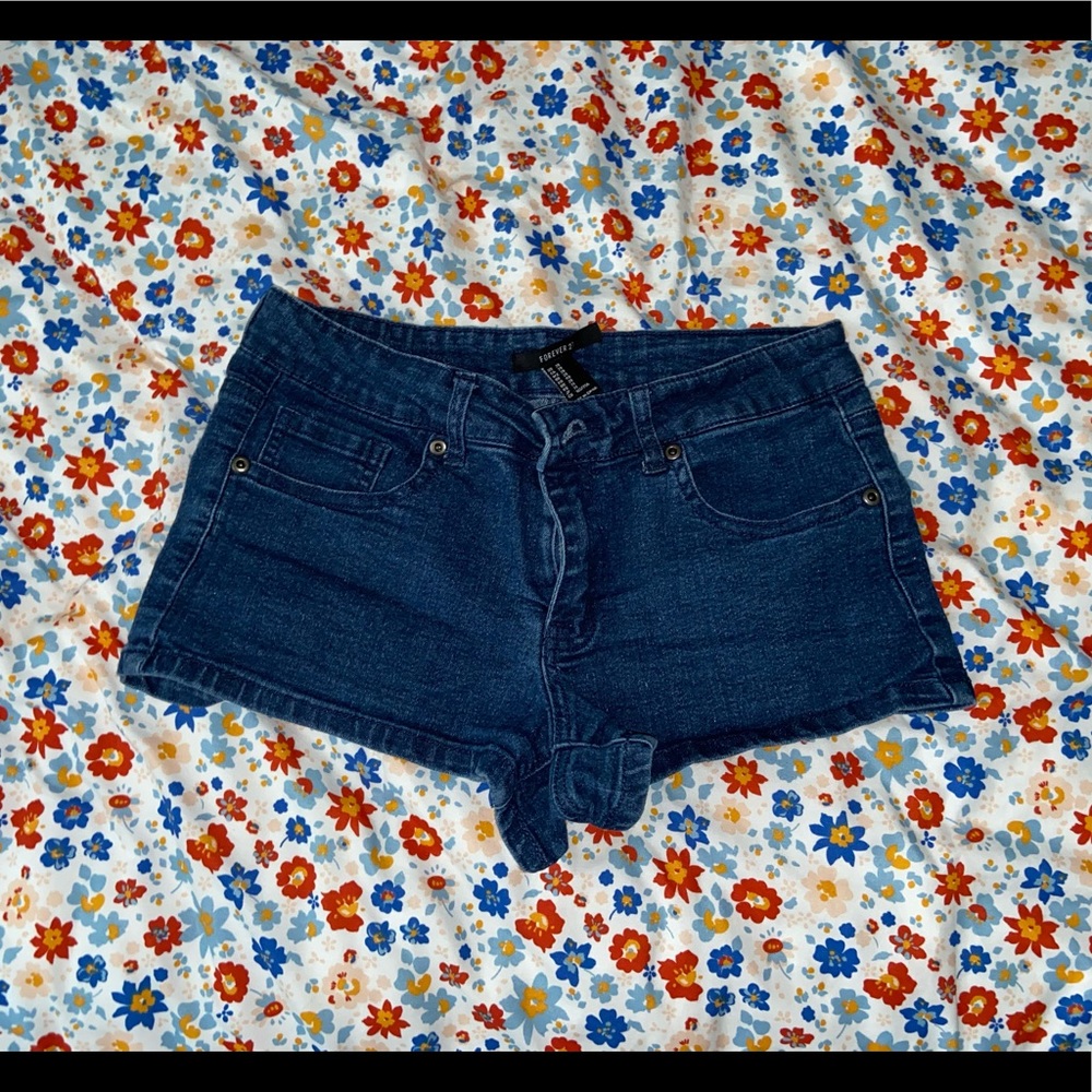 FOREVER 21 WOMENS BLUE JEAN SHORTS